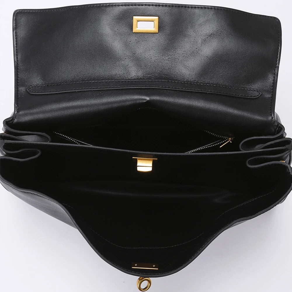 2024 Trend New Genuine Leather Rodeobag Fashion Single Shoulder Diagonal Cross Women's Handbag Buckle Underarm Bag