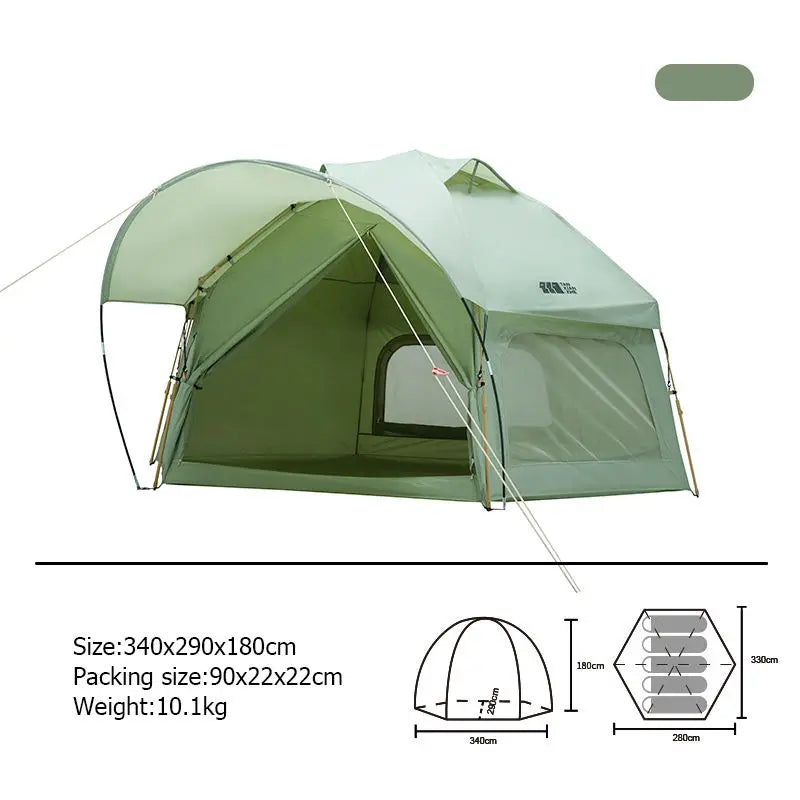 Outdoor Camping Automatic Tent Large Space Rain & Wind Proof Double Layer Hexagonal Dome Portable Folding Tent Light Luxury