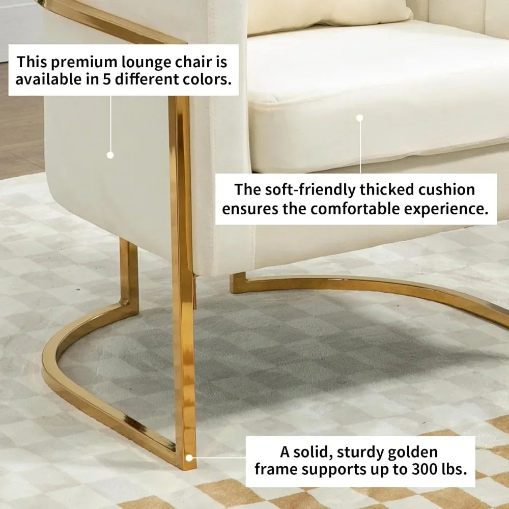 Accent Chairs Set of 2, Modern Upholstered Barrel Armchair with Pillow for Living Room, Comfy Chair for Bedroom, White