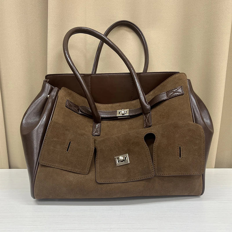 Luxury Designer Black Bag Large Capacity Travel Luggage Bag High Quality Square Buckle Design Shoulder Handbag Shopper Women Bag