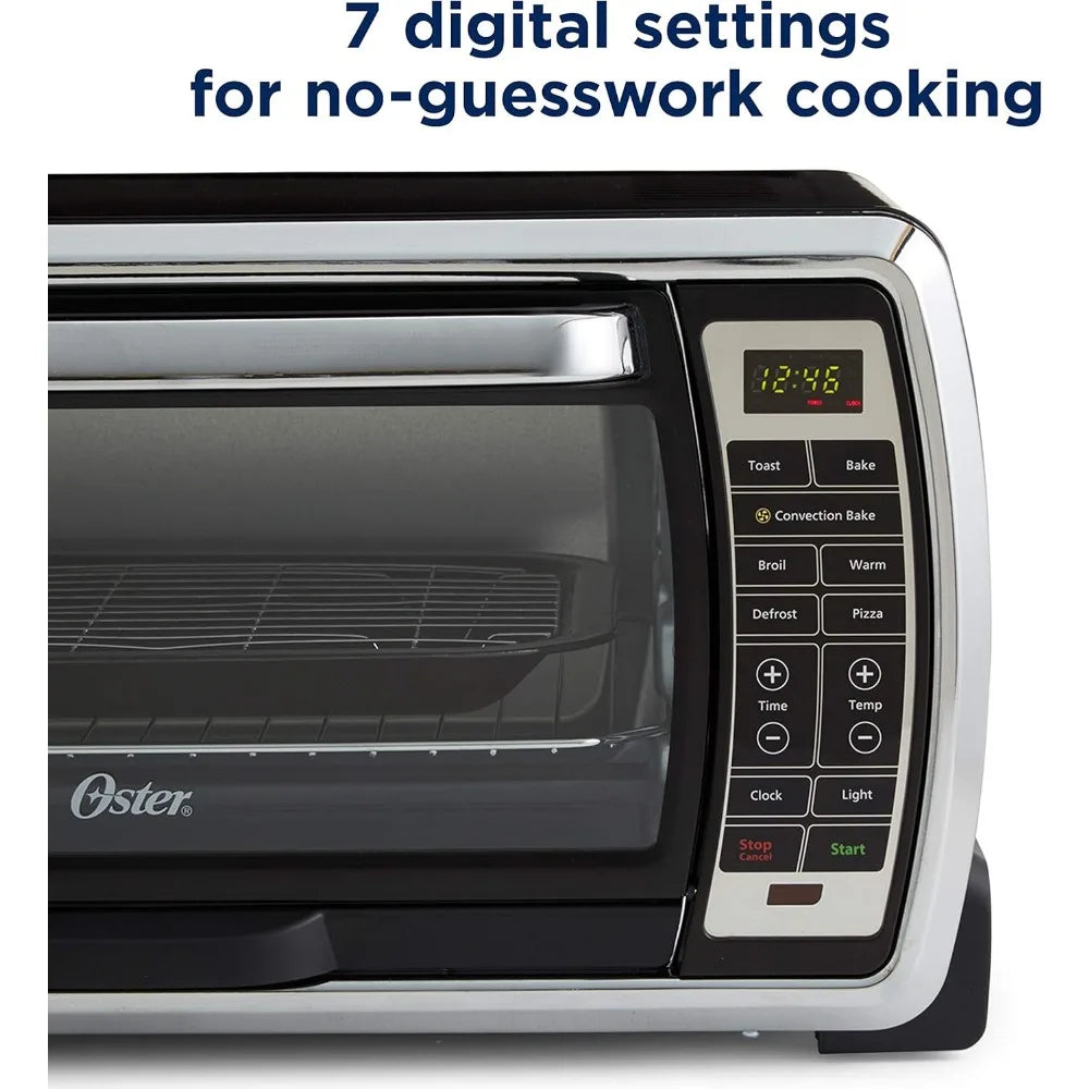 Oster Toaster Oven | Digital Convection Oven, Large 6-Slice Capacity, Black/Polished Stainless, microwave ovens