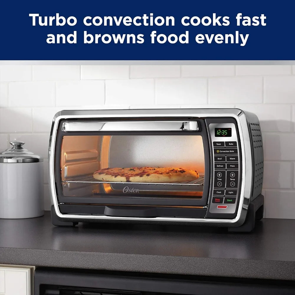 Oster Toaster Oven | Digital Convection Oven, Large 6-Slice Capacity, Black/Polished Stainless, microwave ovens