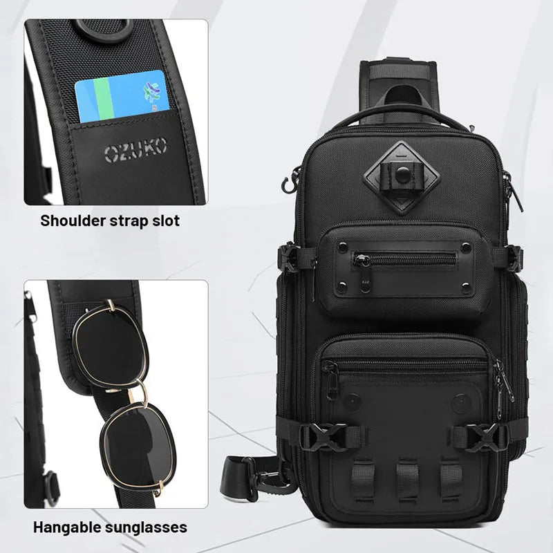 Men's Chest Bag Outdoor Tactical One Shoulder Crossbody Bag High Capacity Waterproof Sports Bag For Man Shoulder Bag