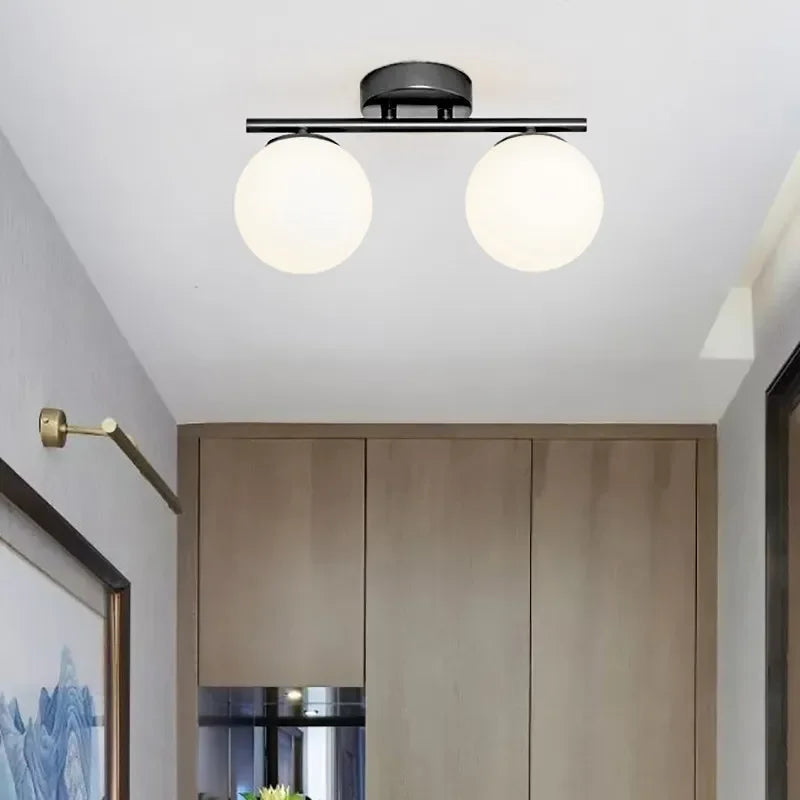 Nordic Glass Ceiling Light LED White Ball Creative Golden Corridor Lamp Entrance Cloakroom Balcony Bedroom Dining Room Lighting