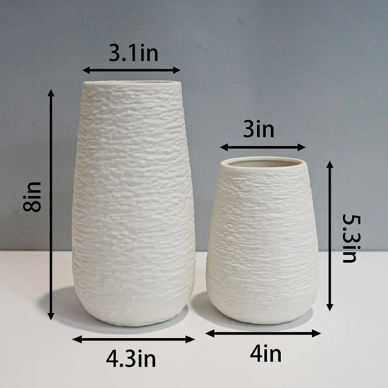 White Stoneware Ceramic Vase Set Decorative Vase Desktop Decoration Indoor Home Decor for Living room Desktop Shelf gift for Mom