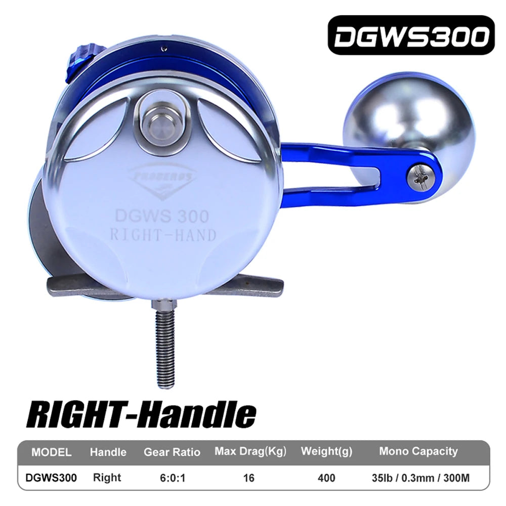 Power Trolling Reel Aluminum Jigging Reel Max Drag 16kg/19kg CNC Machined High Speed 6.0:1 Sea Boat Jig Fishing wheel Saltwater