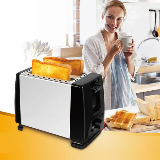 Household Automatic Bread Toaster Fast Heating 2 Slices Slots Bread Maker Cooking Stainless Steel Baking Breakfast Machine 750W