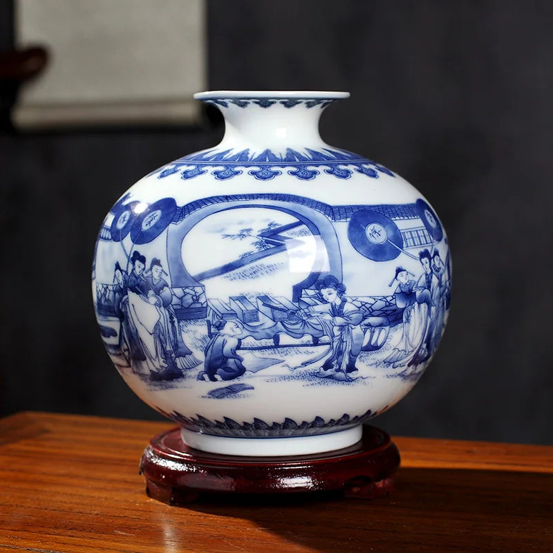 Jingdezhen Ceramics Under-glazed Blue and white porcelain new Chinese style Vase Decoration living room flower arrangement