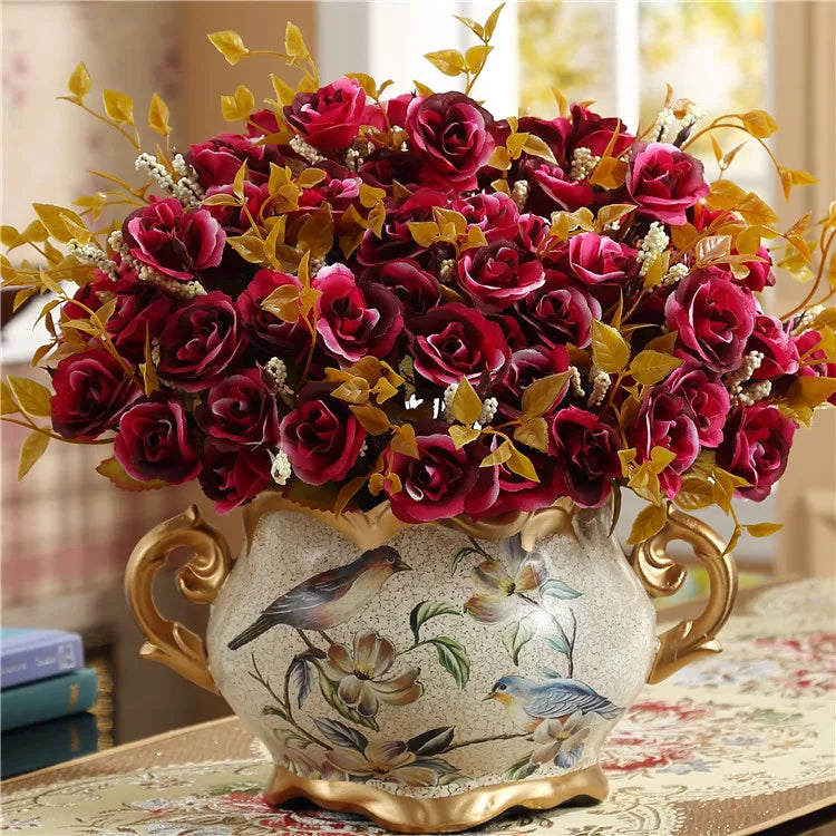 Retro desk vase living room dining table decorative handicrafts ornament flowerpot Classical vase floor