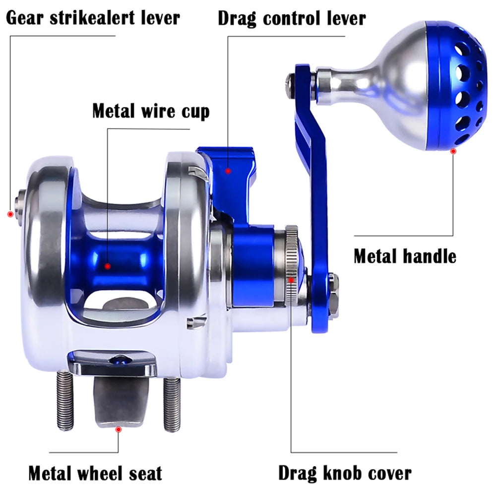 Power Trolling Reel Aluminum Jigging Reel Max Drag 16kg/19kg CNC Machined High Speed 6.0:1 Sea Boat Jig Fishing wheel Saltwater