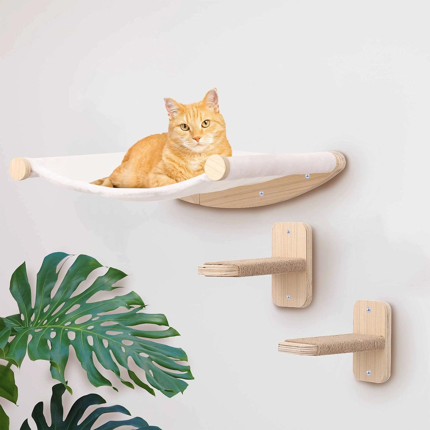 1 Piece Wall-mounted Cat Climbing Rope Solid Wooden Pedals And  Sisal Rope Kitten Training Claw Grinding Indoor Cat Furniture