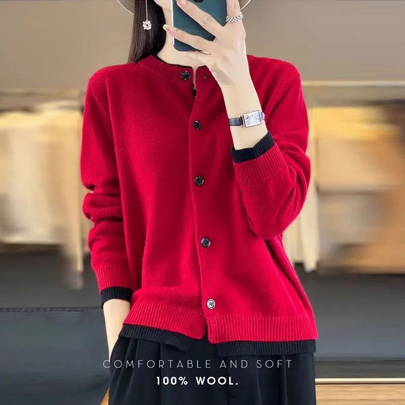 Women Clothing Cashmere Cardigan Autumn Winter Fashion Wool Knitted Sweater Jackets Solid Thick Warm Casual Loose Knitwear