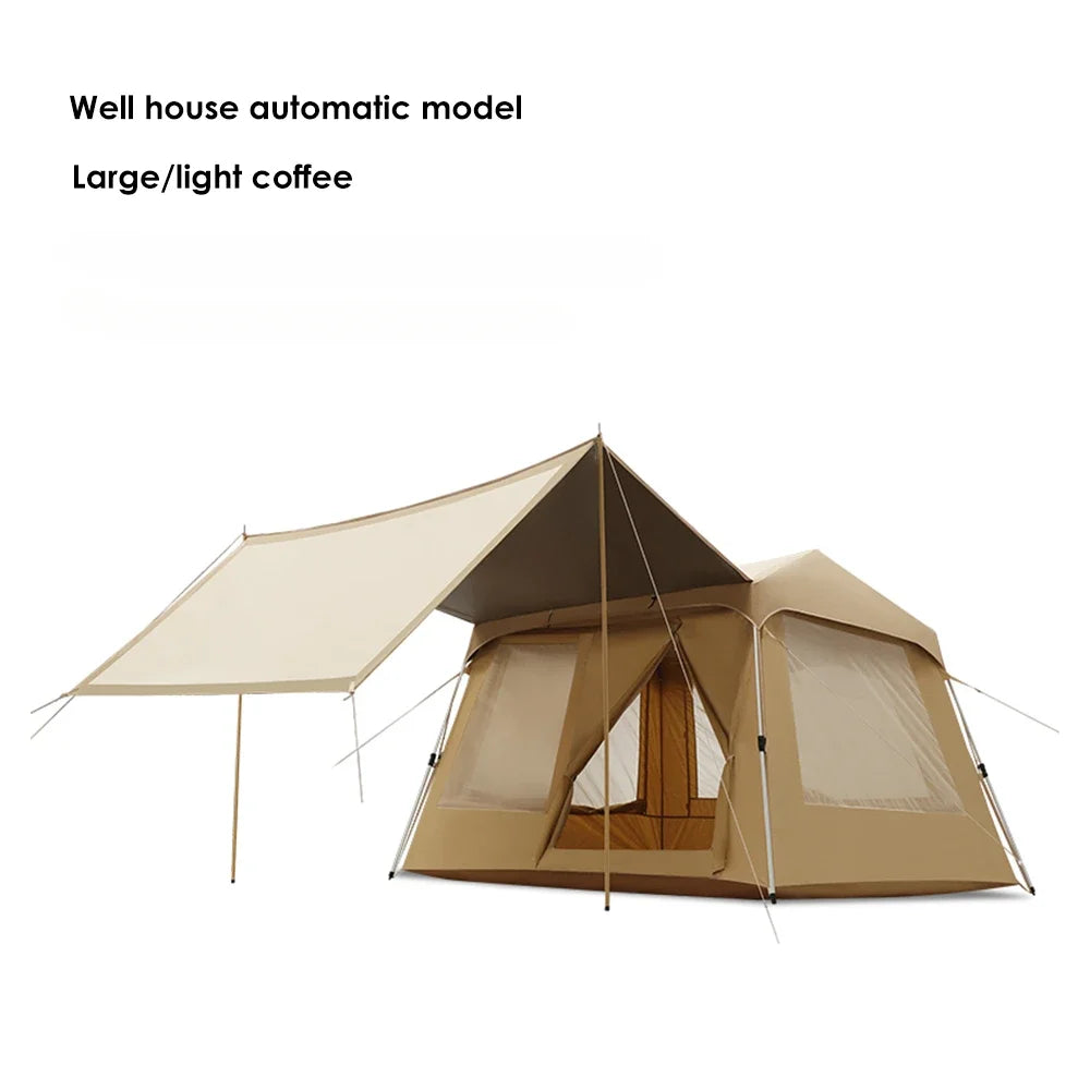 Aluminum pole two bedroom luxury portable automatic tent family 5-6 people waterproof outdoor camping tent