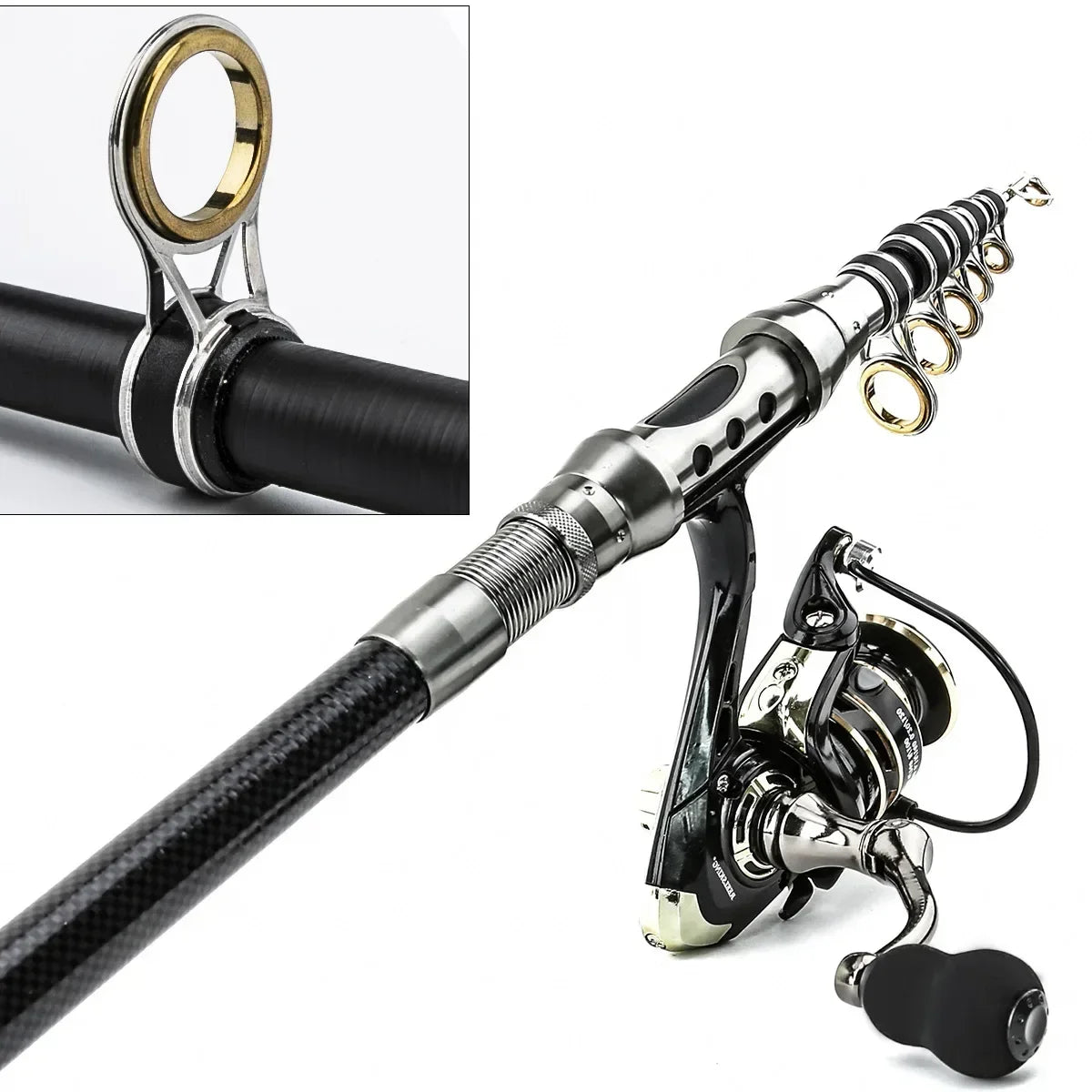 Protable Carbon Fiber Lure Rod Combo Full Sets for Catching Large Bass Fishing Rod Spinning Reel and Line Combo Set Accessories