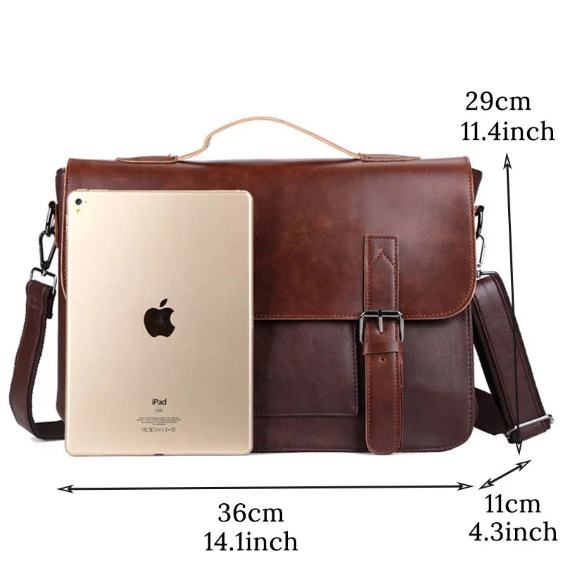 Retro Fashion Messenger Bag Men Luxury PU Leather Crossbody Bags Men Handbag Briefcases Laptop Bag Men Shoulder Messenger Bags