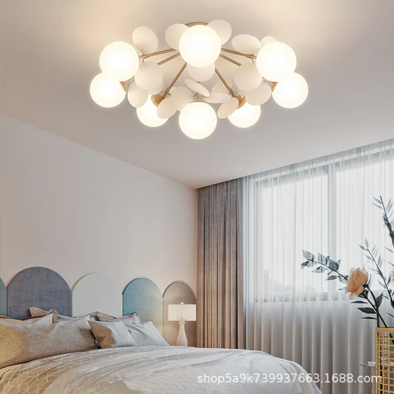 Modern LED Ceiling Light Fixture for Children's Room and Aisle, Bedroom Lighting  Iron Sheet  Glass Ball Color Chandelier