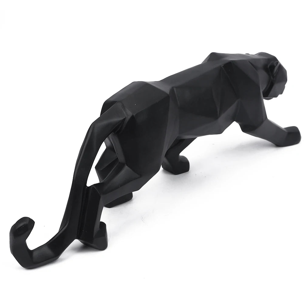 Abstract Leopard Statues Panther Sculpture Hand Carved Animal Resin Modern Home Decoration Small Large Black White Gold