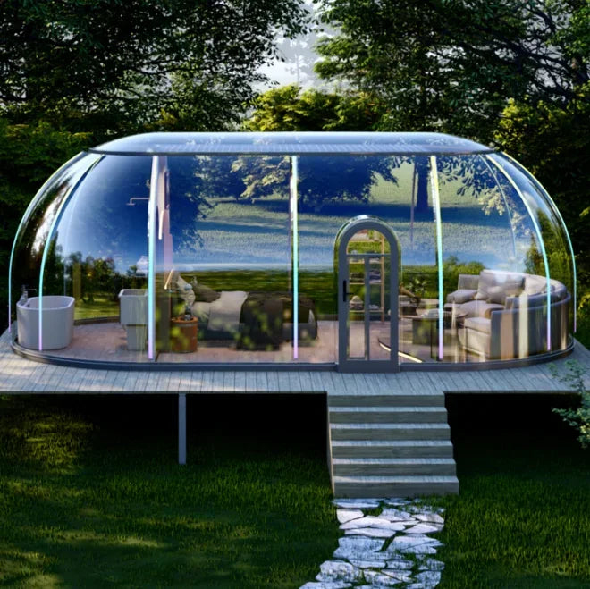 Lucidomes Polycarbonate Dome House Luxury Glamping Resort Hotel PC Bubble Dome House Tent Bathroom Transparent Geodesic Dome