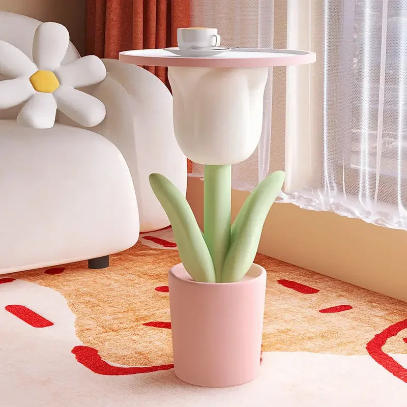 Nordic Style Tulip Shape Storage Side Table Living Room Sofa Side Small Coffee Table Bedroom Bedside Corner Table Home Decor