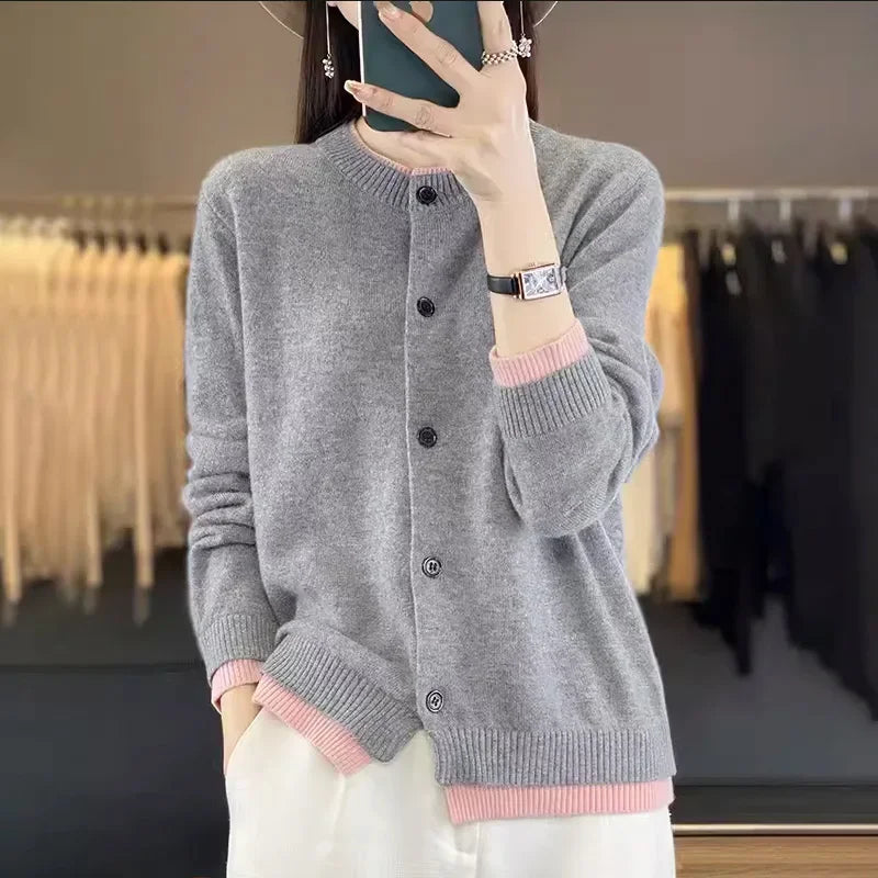 Women Clothing Cashmere Cardigan Autumn Winter Fashion Wool Knitted Sweater Jackets Solid Thick Warm Casual Loose Knitwear