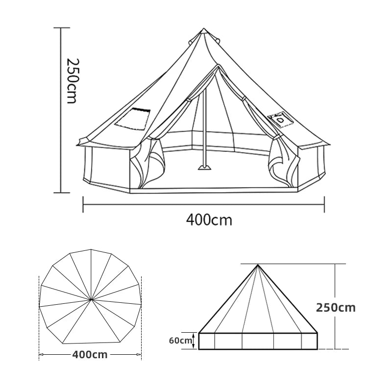 Glaming Luxury Mongolia Yurt, Family Travel, Hiking, Outdoor Camping Castle Tent, Silver Coated UV Function 6-10 Persons