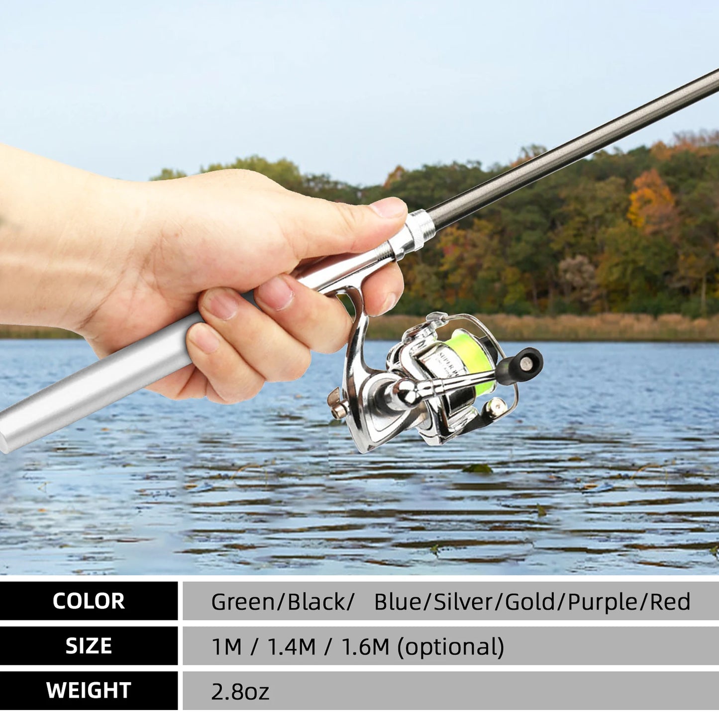 Pocket Collapsible Fishing Rod Reel Combo Mini Pen Fishing Pole Kit Telescopic Fishing Rod Spinning Reel Combo Kit