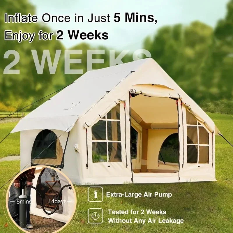 Inflatable Tent for Camping Large Blow Up Air Tents House No Assembly Needed Luxury Waterproof Oxford