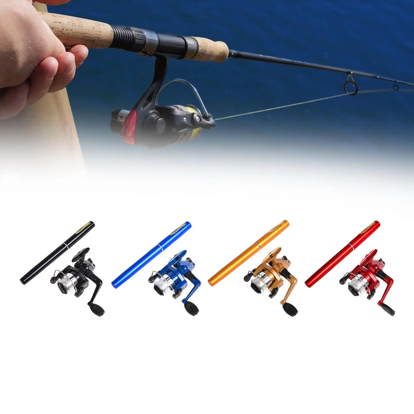 Mini Fishing Rod and Reel Portable with Line Pocket Mini Fishing Pole for Saltwater Freshwater Ice Fishing Lake Travel Outdoor