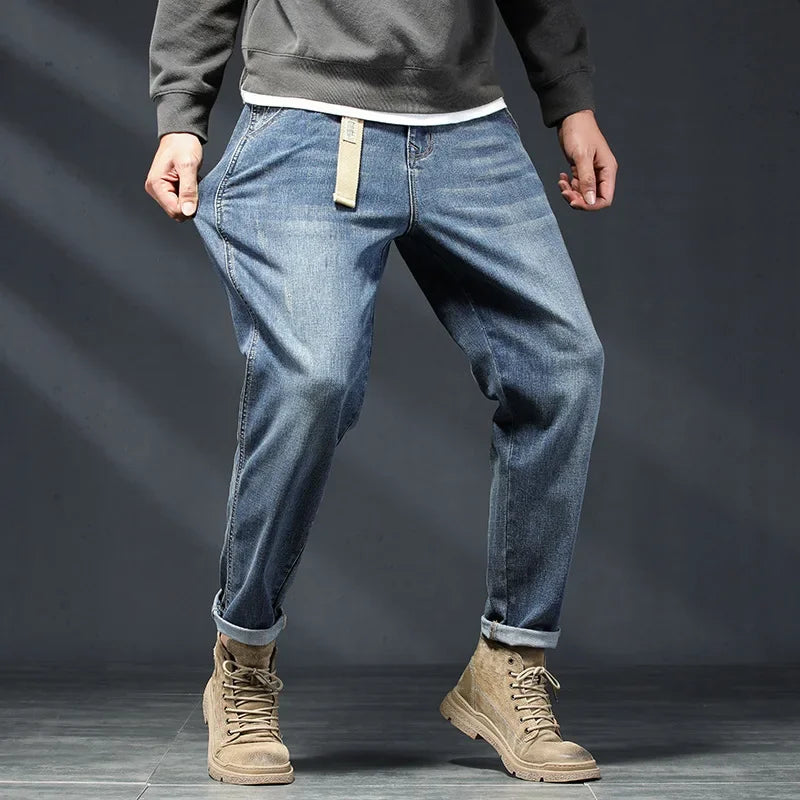 2024 New Winter Autumn Mens Cotton Casual Jeans for Men High Quality Male Pants