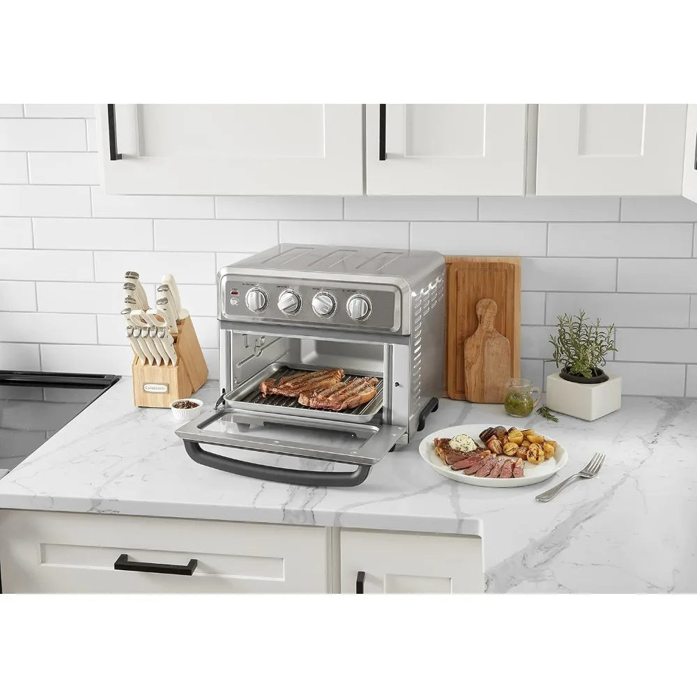 Air Fryer + Convection Toaster Oven, 8-1 Oven with Bake, Grill, Broil & Warm Options, Stainless Steel, TOA-70