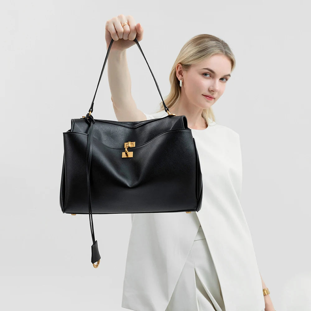 2024 Trend New Genuine Leather Rodeobag Fashion Single Shoulder Diagonal Cross Women's Handbag Buckle Underarm Bag