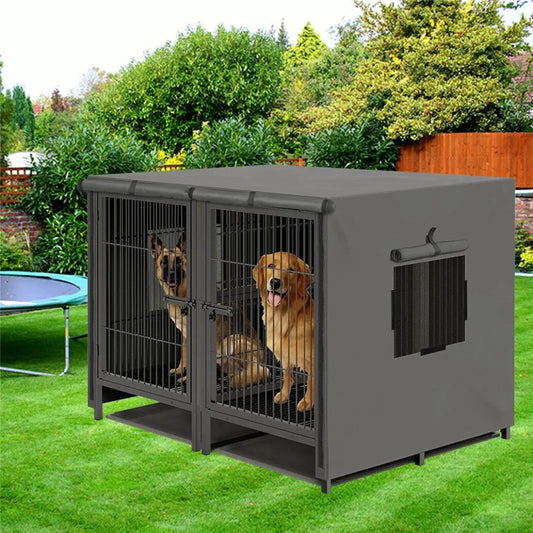 US XXXL Giant Premium Dog Crate Cage Pet Kennel Divider Playpen Dual Door & Tray