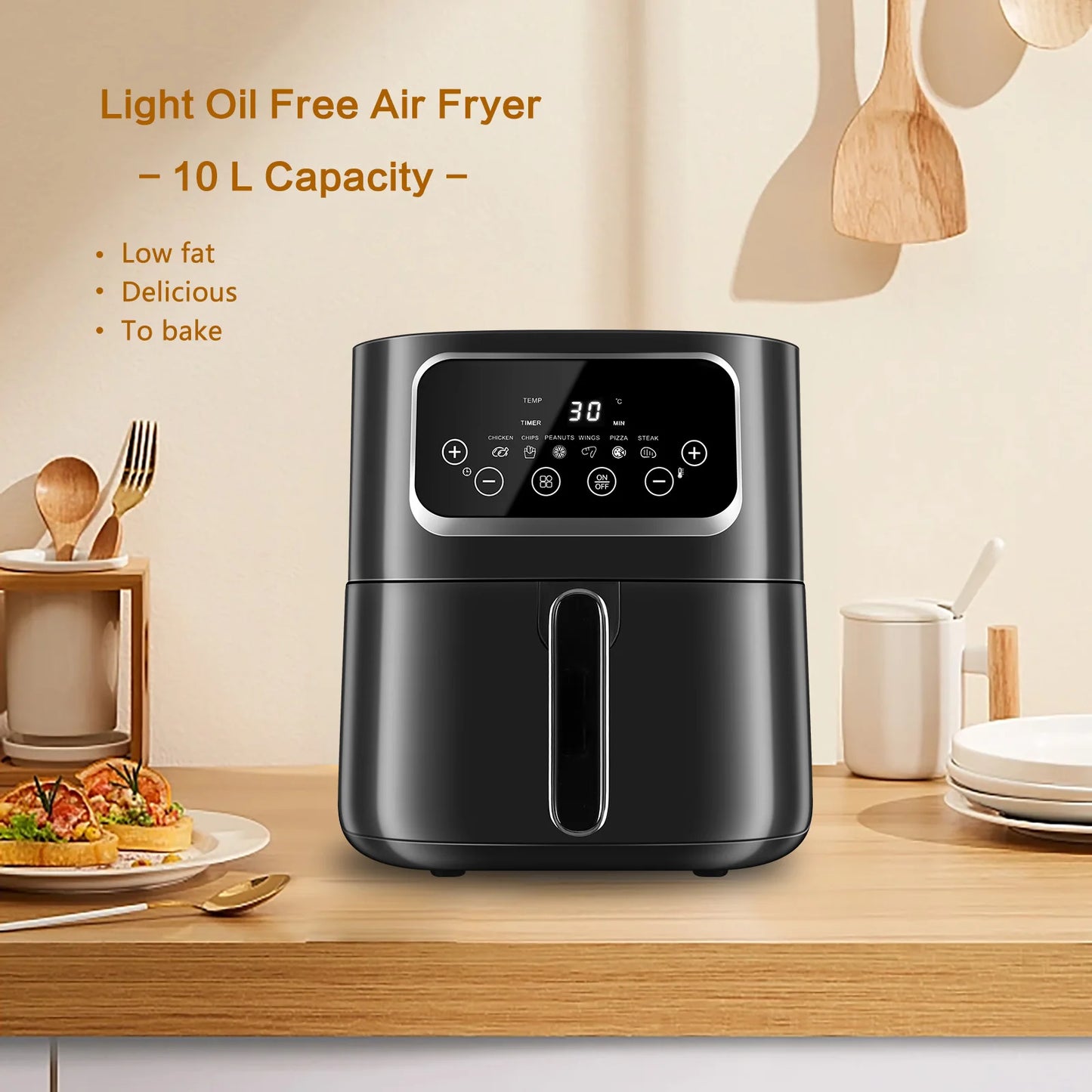 EXSAMO 10L Large Capacity Smart Electronic Digital Deep  Fryers Oven Without Oil 2000W Multi-Function With Touchscreen Air Fryer