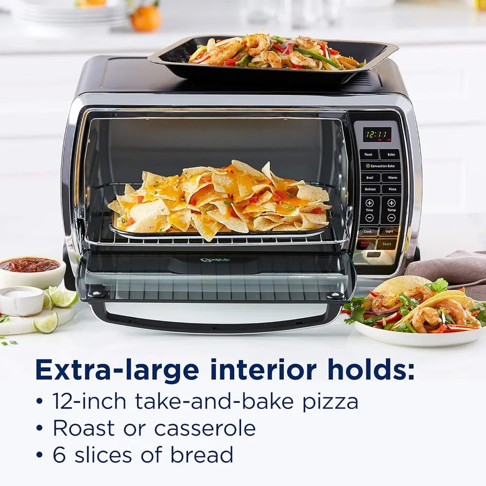 Oster Toaster Oven | Digital Convection Oven, Large 6-Slice Capacity, Black/Polished Stainless， microwave ovens