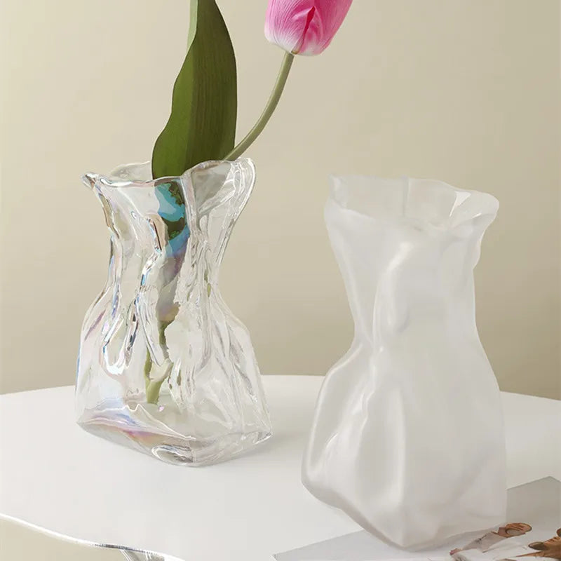 CuteLife Aesthetic Modern Transparent Glass Flower Vase Living Room Home Decoration Table Vase Ins Wedding Hydroponic Plant Vase