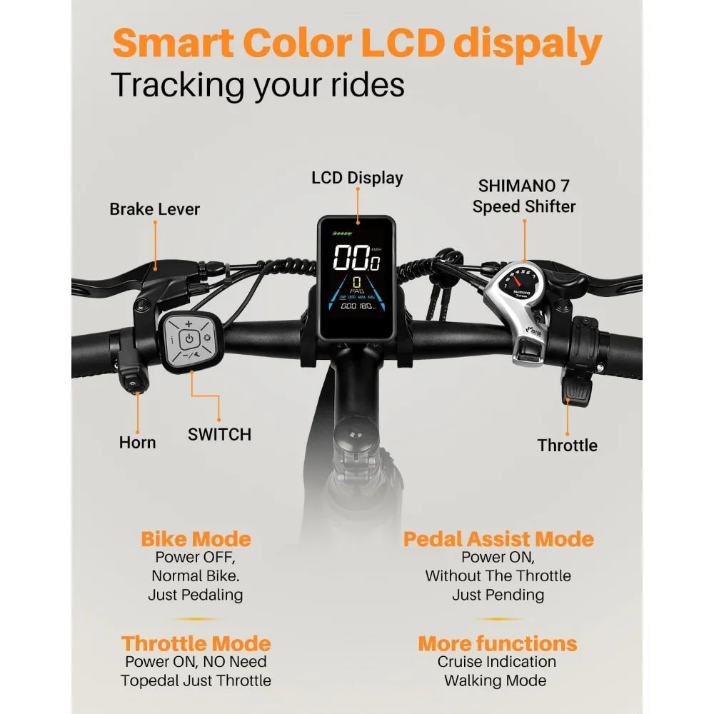 26" Electric Bike for Adults,Step Through Electric Bicycle with 350W Motor,36V 9Ah Removable Battery,20MPH E-Bikes with 7-Speed