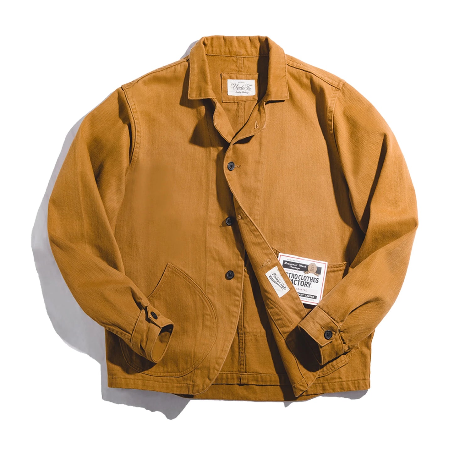 Maden Ginger Color Jacket for Men Multi-pocket Cotton Workwear Jacket Casual Hunting Jacket Spring and Autumn Outdoor Coats