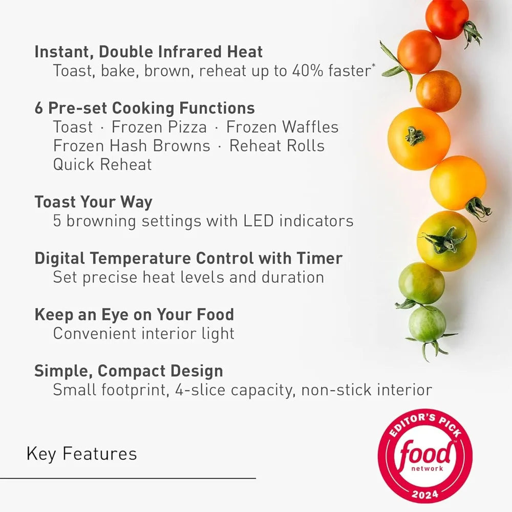 Toaster Oven FlashXpress with Double Infrared Heating and Removable 9 Inner Baking Tray, 1300W, inches, Silver