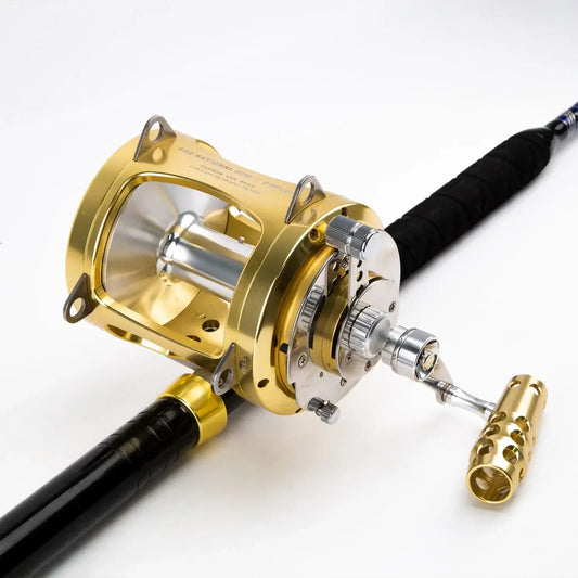 Topline Saltwater Fishing Trolling Reel 50W 2 Speed Boat Ocean Deep Sea Carrete De Pesca Big Game Fishing Reel Gold Powder 1pc