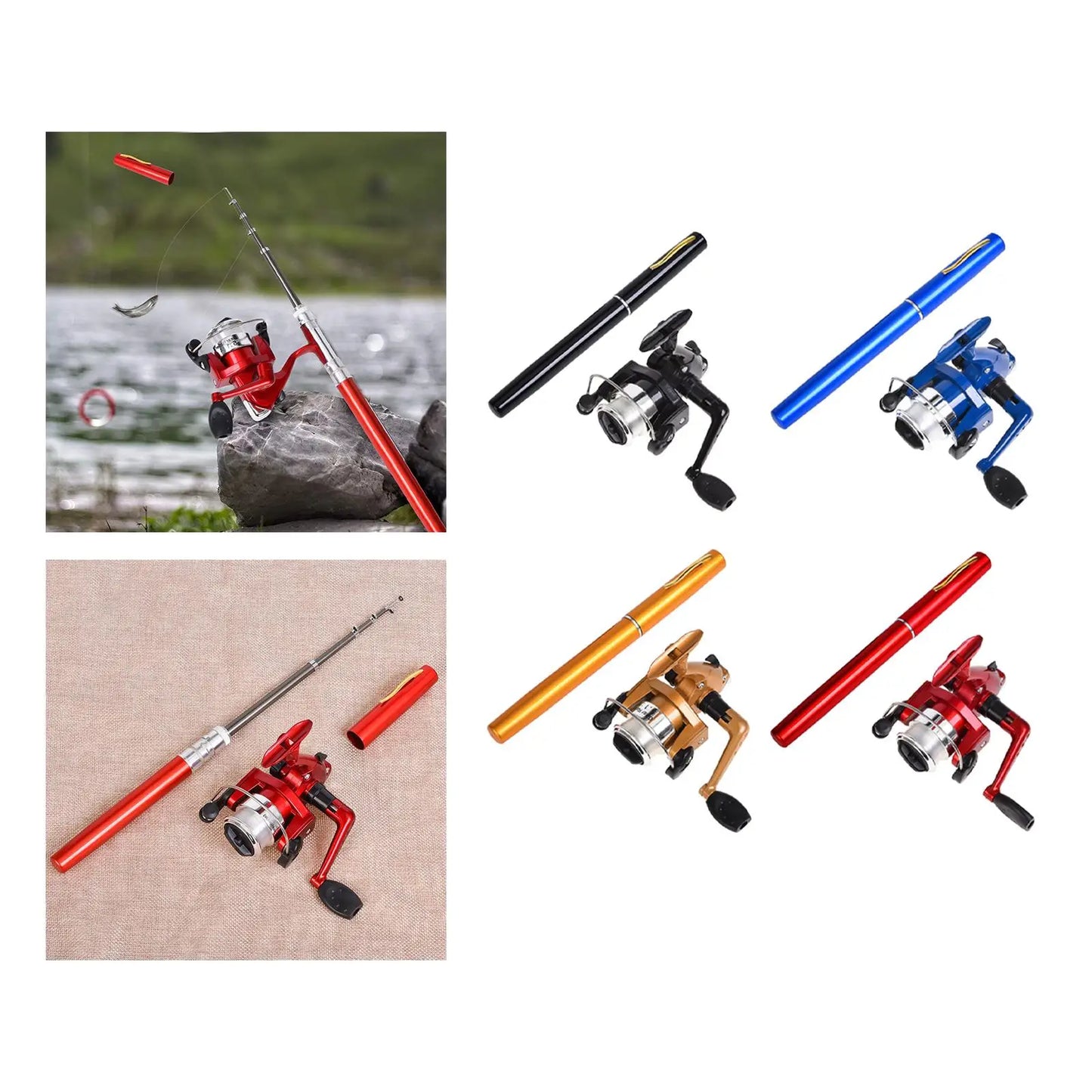 Mini Fishing Rod and Reel Portable with Line Pocket Mini Fishing Pole for Saltwater Freshwater Ice Fishing Lake Travel Outdoor