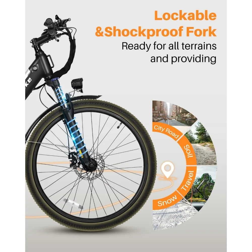 26" Electric Bike for Adults,Step Through Electric Bicycle with 350W Motor,36V 9Ah Removable Battery,20MPH E-Bikes with 7-Speed
