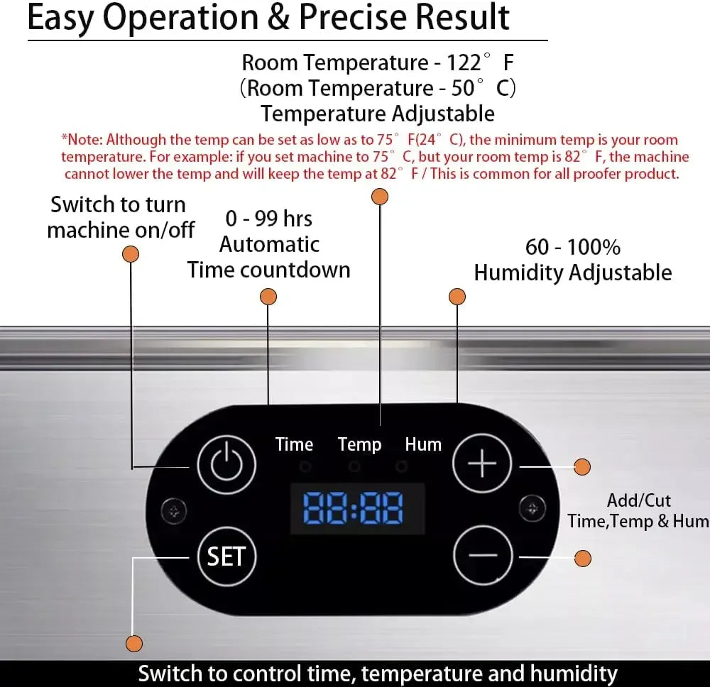 Electric Bread Dough Proofer Machine with Humidity and Temperature control Sourdough Bread Proofer Box Yogurt Maker Proofing