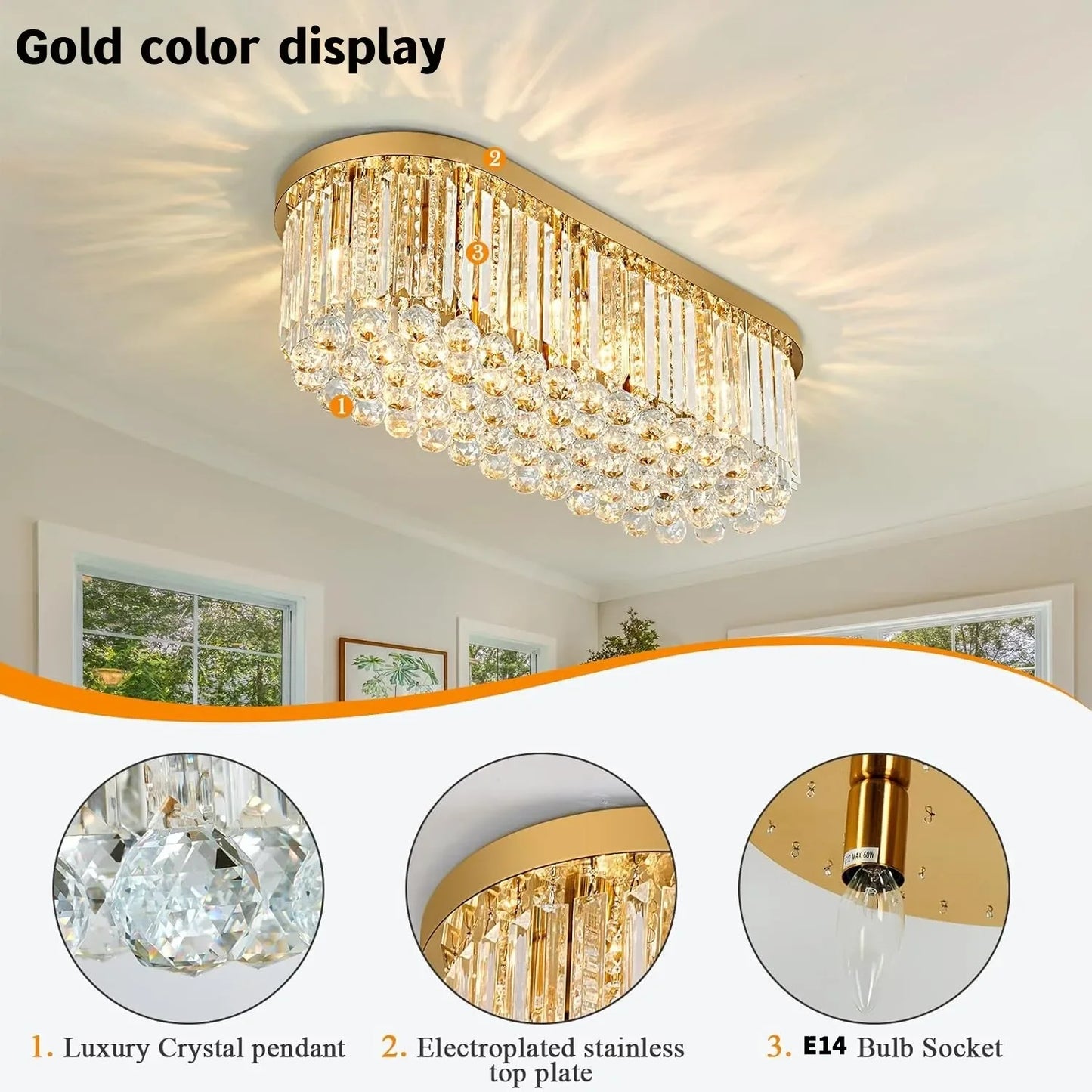 Modern Crystal Ceiling Lights For Bedroom Dining Living Room Aisle Hallway Kitchen Long Luxury Gold Crystal Ceiling Lamp