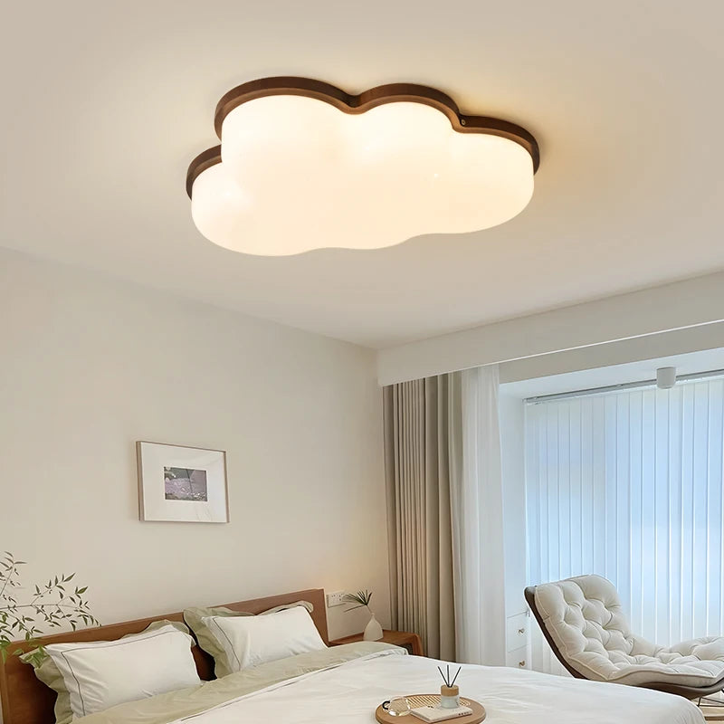 Nordic Cloud Ceiling Light for Children's Room Warm Eye Protection Bedroom Ceiling Lamp Study Room Cartoon Wooden Art Lamp