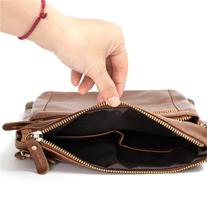 Ipad Case Big Crossbody Shoulder Bags for Men Genuine Leather Bag Hasp Men's Shoulder Bag Leather Fashion Messenger Bags Man