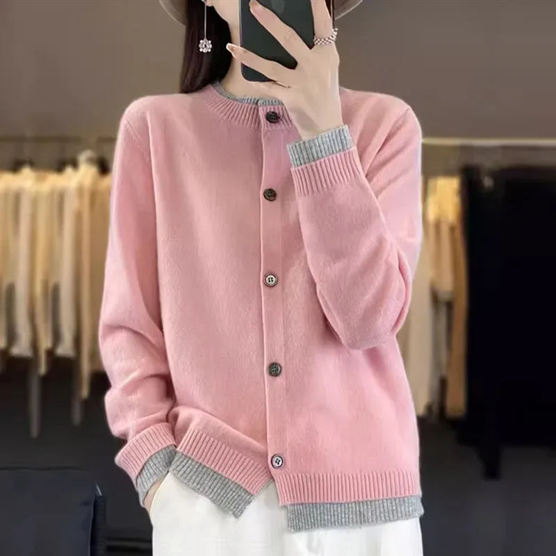 Women Clothing Cashmere Cardigan Autumn Winter Fashion Wool Knitted Sweater Jackets Solid Thick Warm Casual Loose Knitwear