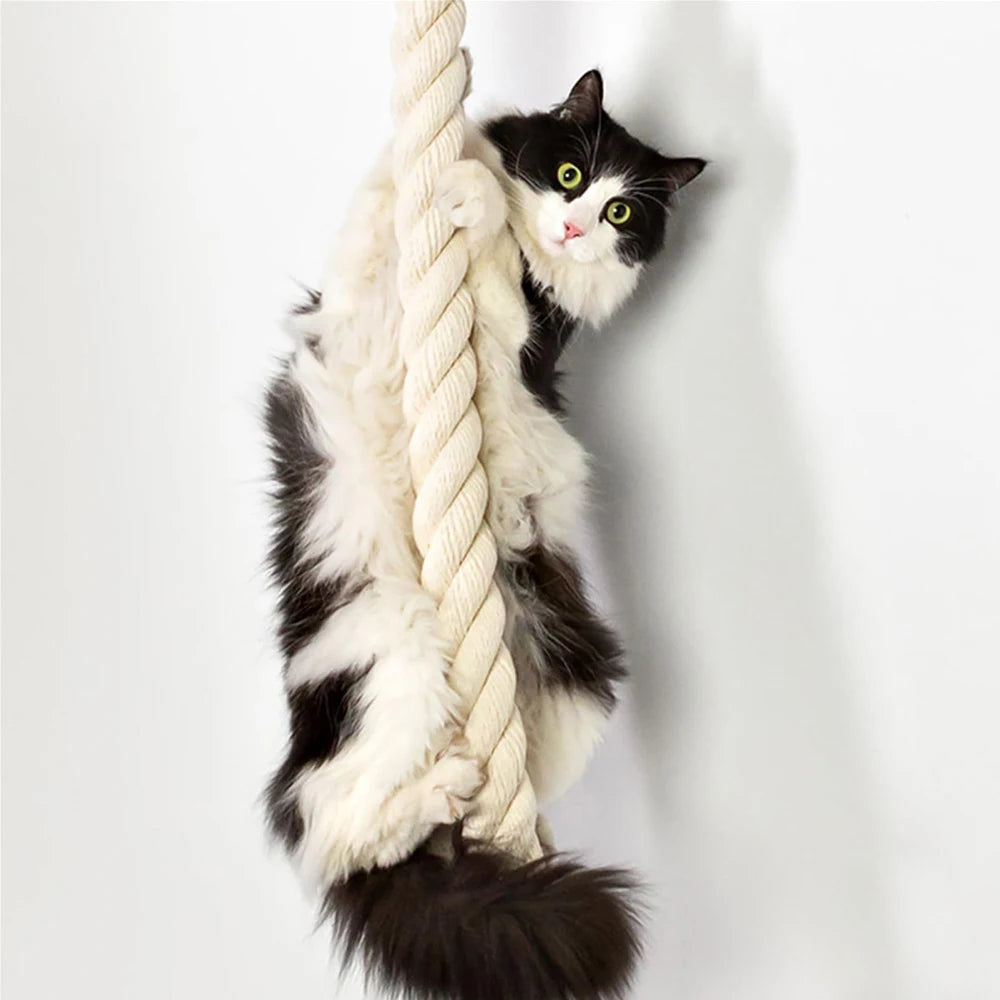 Wall Mounted Sisal Rope Cat Climber Tree Scratching Post Lounging Sanctuary Interactive Play Toys Jungle Gym for Indoor Cats