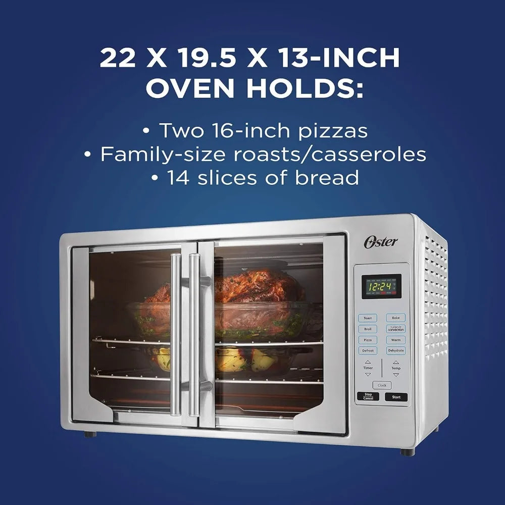 Oster Convection Oven, 8-in-1 Countertop Toaster Oven, XL Fits 2 16" Pizzas, Stainless Steel French Door