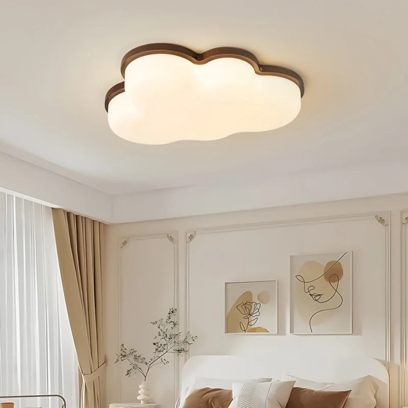 Nordic Cloud Ceiling Light for Children's Room Warm Eye Protection Bedroom Ceiling Lamp Study Room Cartoon Wooden Art Lamp