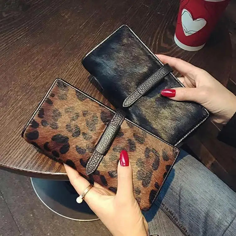 New Fashion Leopard Cow Genuine Leather Women Long Wallets Real Leather Female Luxury Brand Designer Clutch Girl Gift Cash Purse